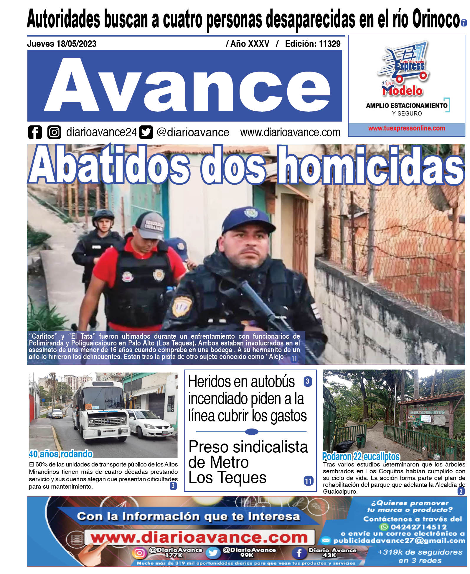 Portada, jueves 18 de mayo de 2023