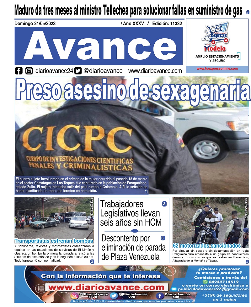 Portada, domingo 21 de mayo de 2023