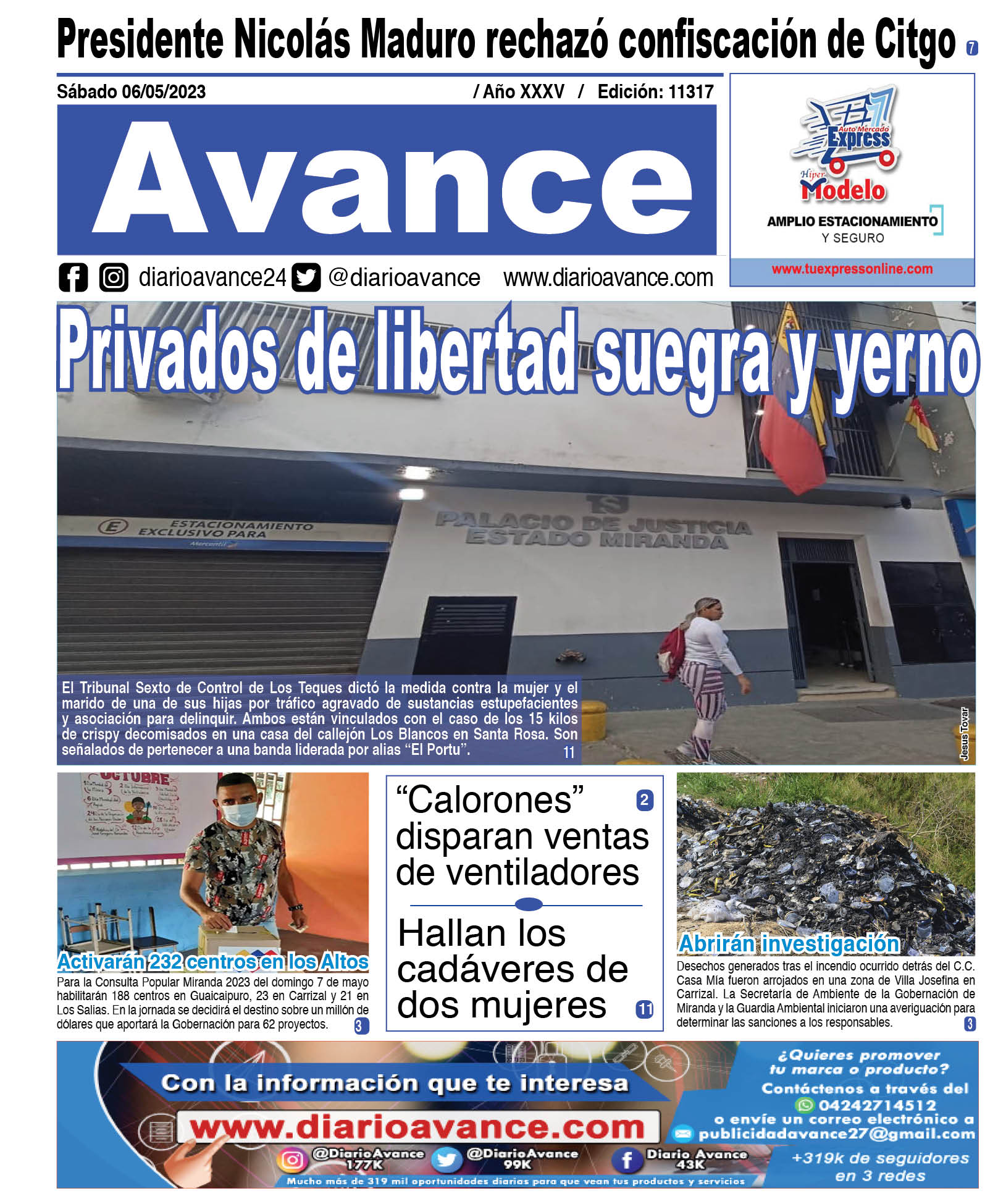 Portada, sábado 06 de mayo de 2023