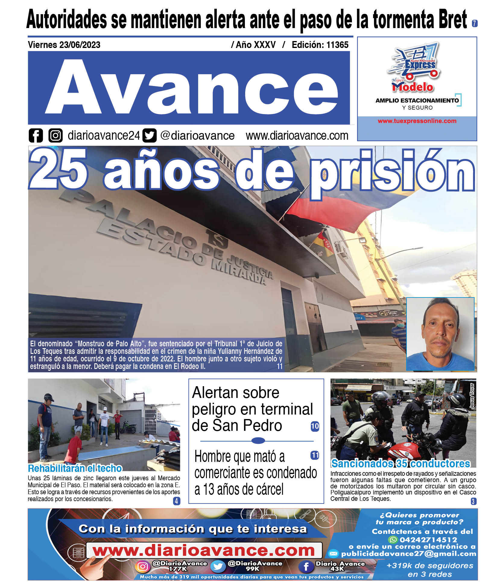 Portada, viernes 23 de junio de 2023