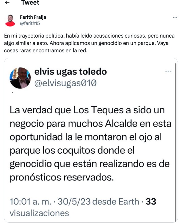 Opositor confunde ecocidio con genocidio y el Alcalde reacciona