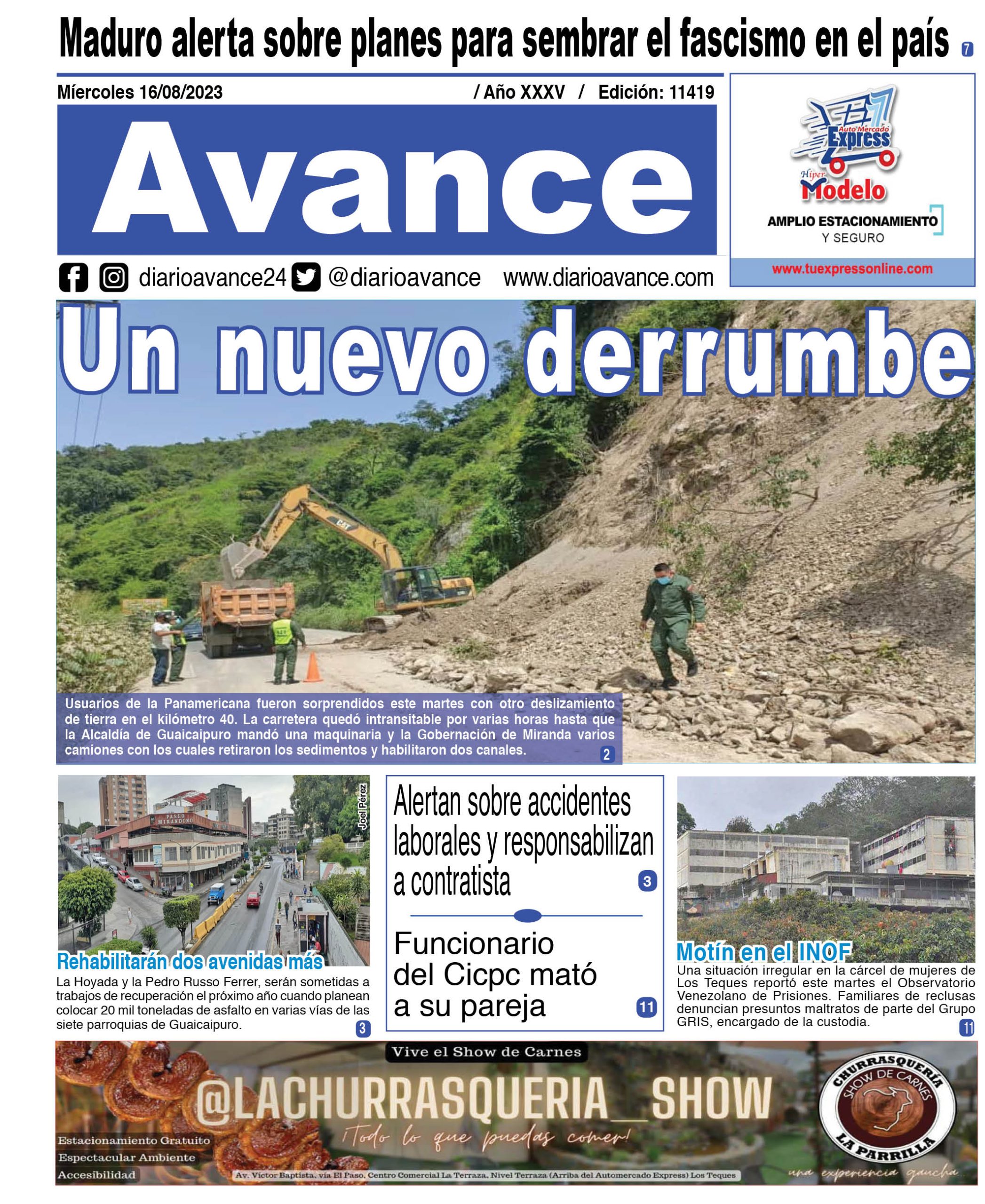 Portada, miércoles 16 de agosto de 2023