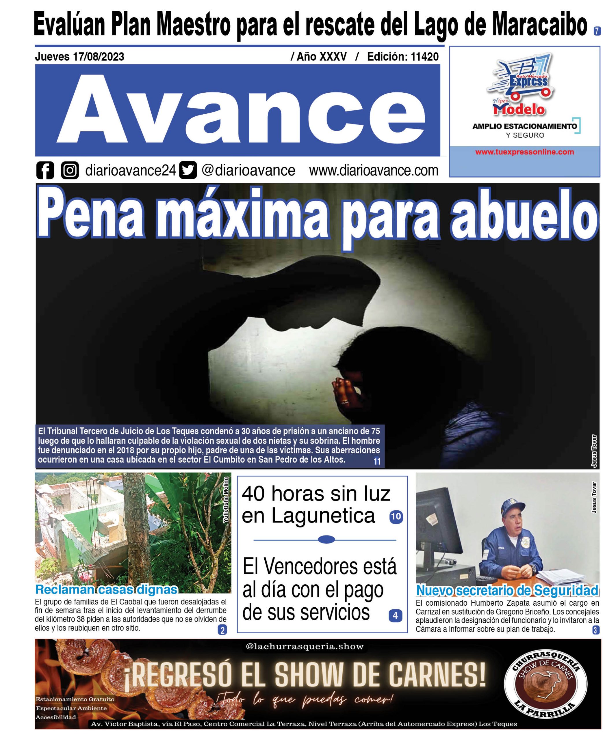 Portada, jueves 17 de Agosto de 2023