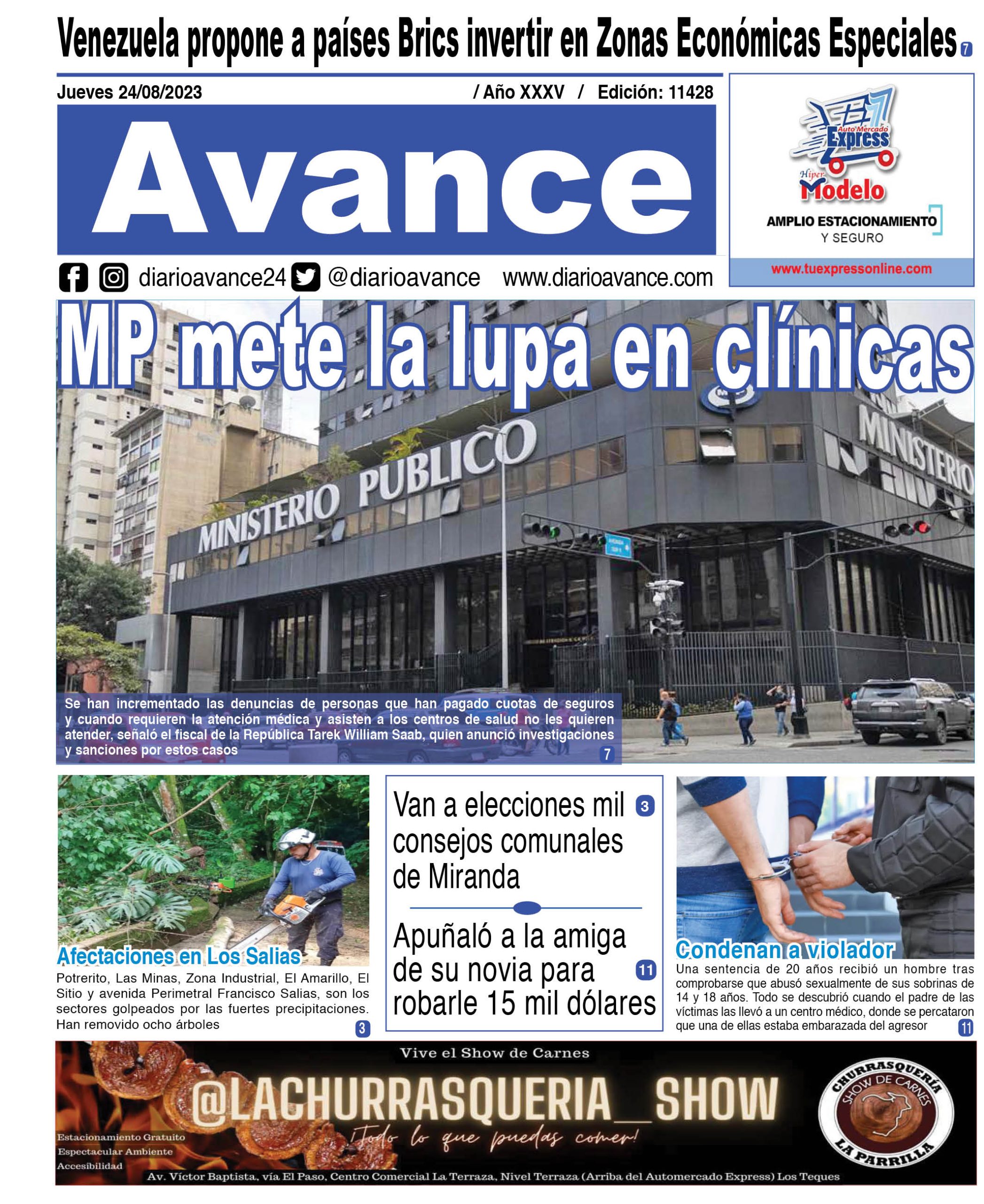 Portada, jueves 24 de agosto de 2023