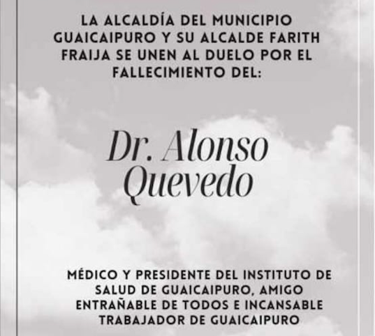 Amigos, compañeros y familiares darán el último adiós al Dr Alonso Quevedo