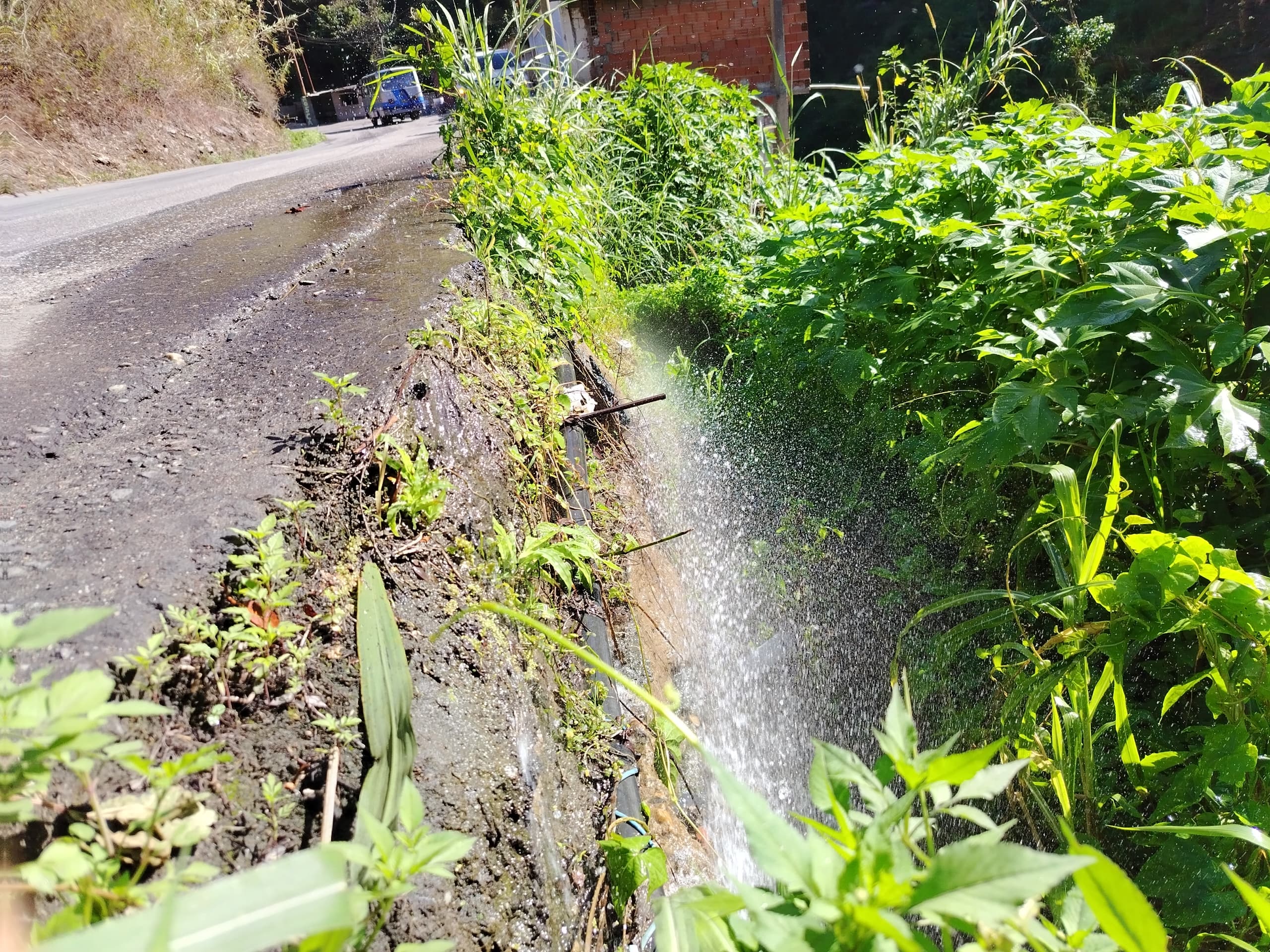 Tres fugas de agua persisten en la Carretera Vieja