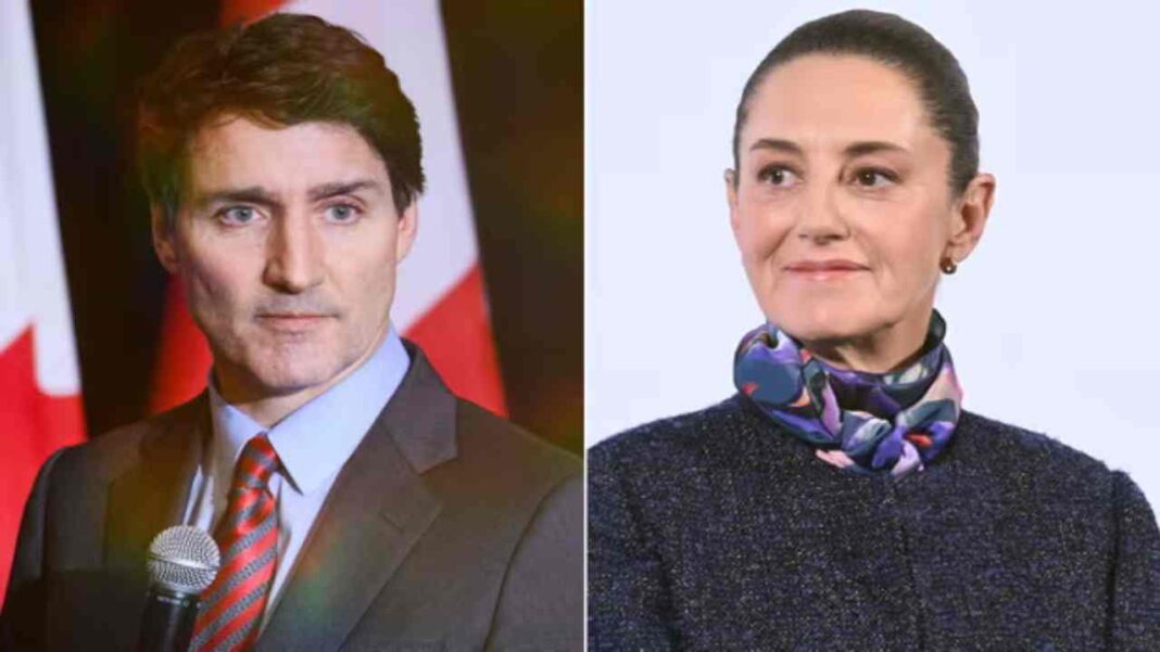 Trudeau y Sheinbaum acuerdan trabajar contra aranceles de Trump