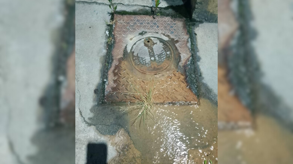 Fuga persistente inunda vía en la Zona Industrial I