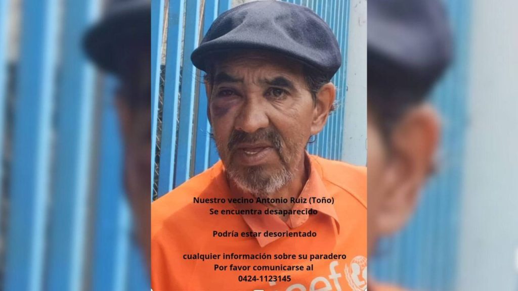“Toño” desapareció y sus vecinos están preocupados