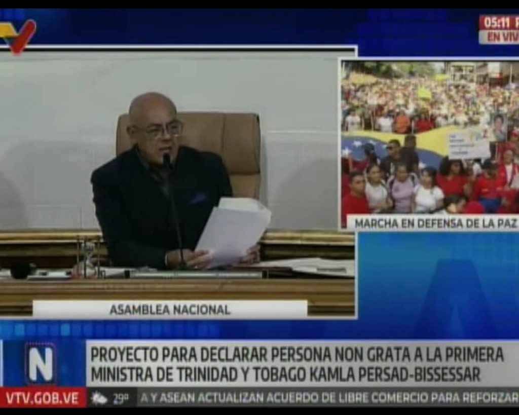 AN declara non grata a primera ministra de Trinidad y Tobago
