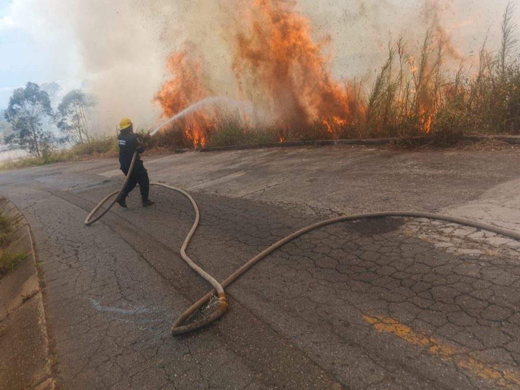 Cinco incendios de vegetación pusieron en jaque a Los Teques este lunes
