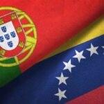 Venezuela and Portugal flag together realtions textile cloth fabric texture