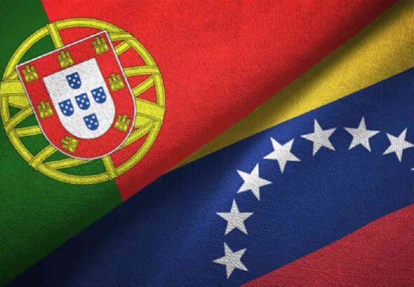 Venezuela and Portugal flag together realtions textile cloth fabric texture