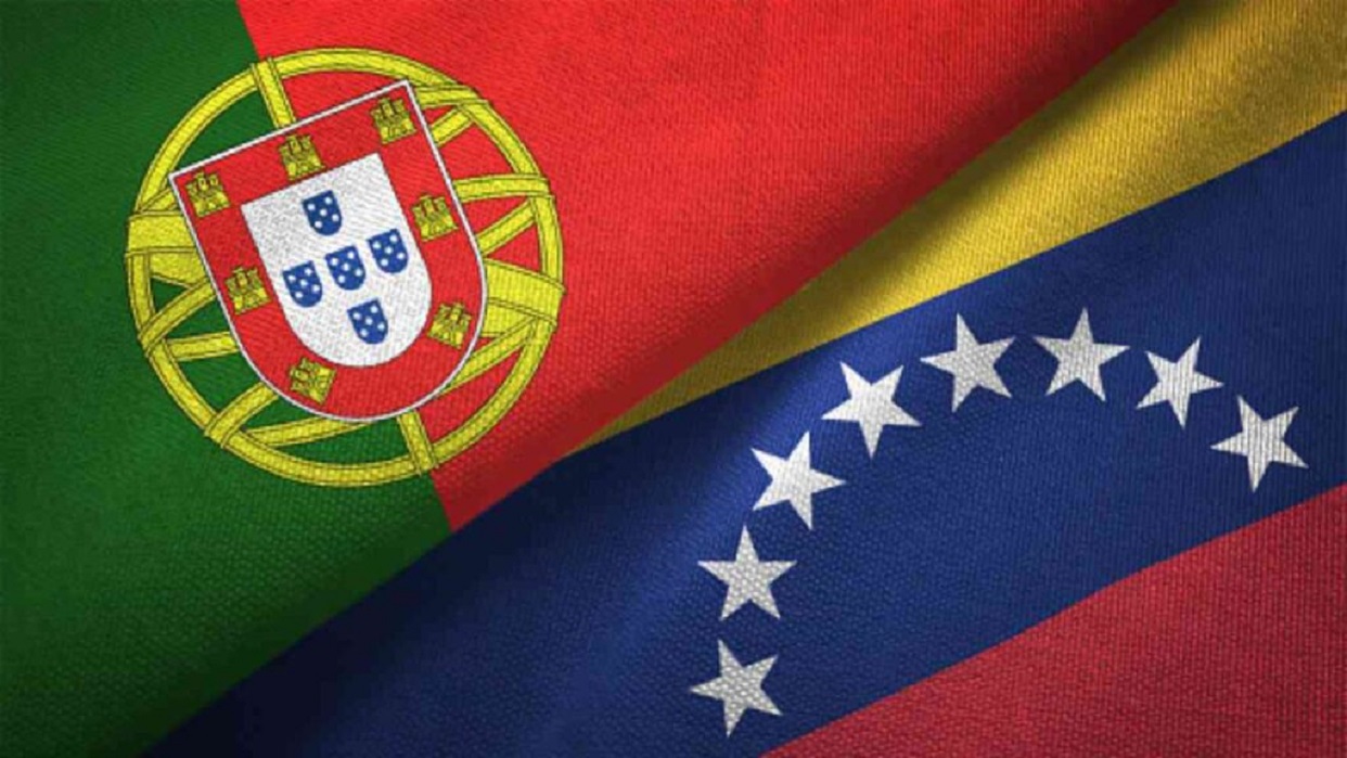 Venezuela and Portugal flag together realtions textile cloth fabric texture