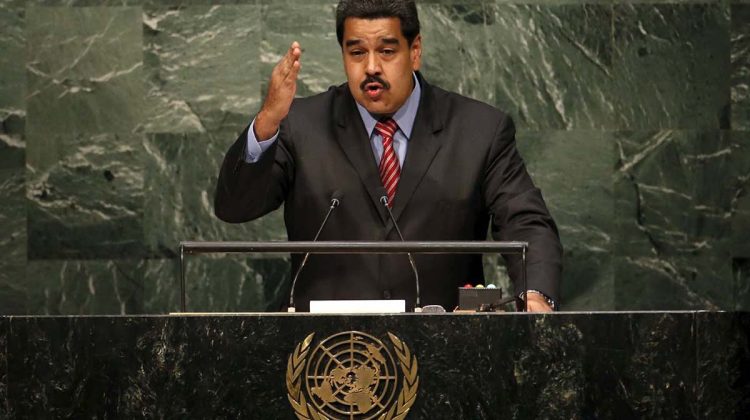 Nicolas Maduro, President of Venezuela, addresses a plenary meeting of the United Nations Sustainable Development Summit 2015 at the United Nations headquarters in Manhattan