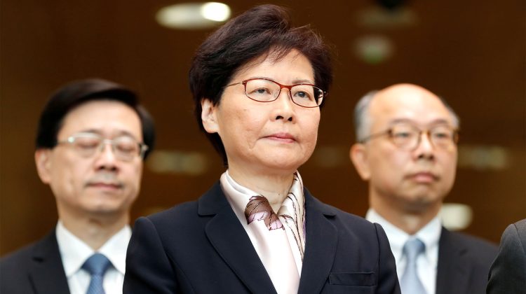 FILE PHOTO: Hong Kong Chief Executive Carrie Lam attends a news conference in Hong Kong, China August 5, 2019. REUTERS/Kim Kyung-Hoon/File Photo