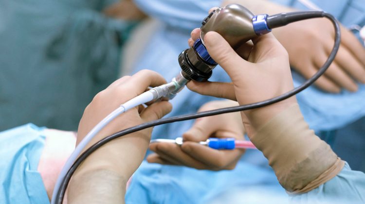 Surgeons with endoscopic camera during an operation
