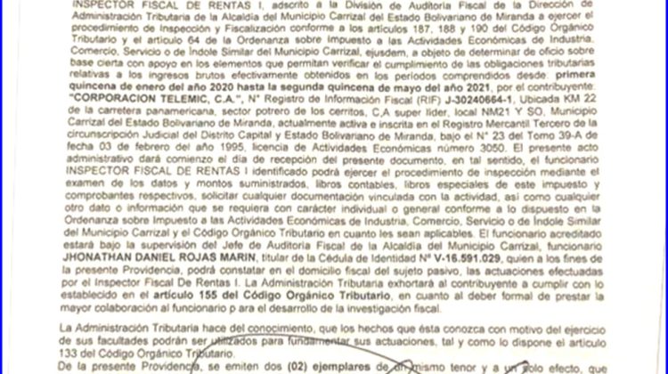 Documento de providencia