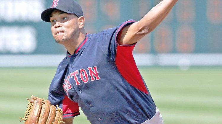 Mar 12, 2015; Bradenton, FL, USA; Boston Red Sox starting pitcher Eduardo Rodriguez (79) throws a pitch during a spring training baseball game at McKechnie Field. The Boston Red Sox beat the Pittsburgh Pirates 6-2. Mandatory Credit: Reinhold Matay-USA TODAY Sports