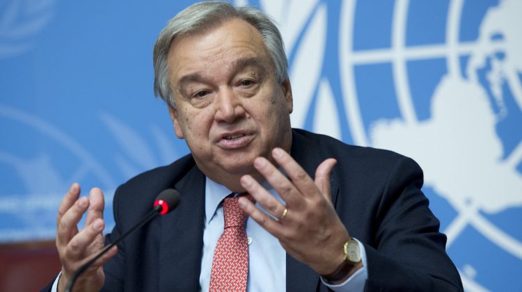 Antonio Guterres, UN High Commissioner for Refugees UNHCR at a Press Conference after 66th session of Excom. 9 October 2015. UN Photo / Jean-Marc Ferré