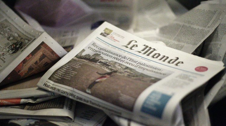 A picture taken on November 27, 2014 in Ivry-sur-Seine, outside Paris, shows the print house of the daily newspaper Le Monde. Founded in 1944, Le Monde celebrates its 70th anniversary.     AFP PHOTO / MATTHIEU ALEXANDRE        (Photo credit should read MATTHIEU ALEXANDRE/AFP/Getty Images)