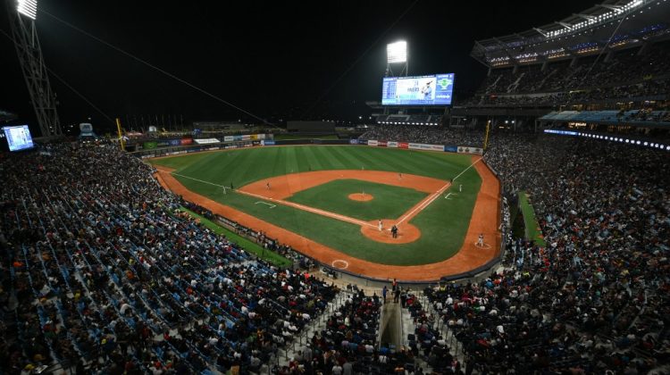 General view of the Simon Bolivar Monumental stadium during the Caribbean Series baseball match between Mexico's Caneros de Los Mochis and Venezuela's Leones del Caracas in Caracas on February 6, 2023. (Photo by Federico PARRA / AFP)