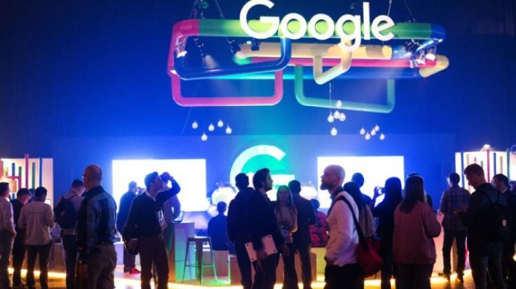 The Google logo hangs above the Google Inc. booth during the Slush startups event in Helsinki, Finland, on Wednesday, Nov. 30, 2016. In a survey of European tech founders, investors, employees and students conducted for the report, reports by Atomico and Slush found little impact from Britain's vote to leave the European Union. Photographer: Tomi Setala/Bloomberg via Getty Images