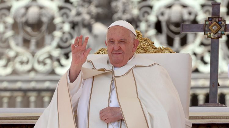 VATICAN CITY, VATICAN - MAY 26: Pope Francis attends a Mass in St .Peter’s Square for the first World Children’s Day on May 26, 2024 in Vatican City, Vatican. The final event of the first World Children’s Day – an event held at the request of Pope Francis, which yesterday brought together around 50,000 young people in Rome’s Olympic Stadium – was a Mass held in St Peter’s Square. (Photo by Franco Origlia/Getty Images)