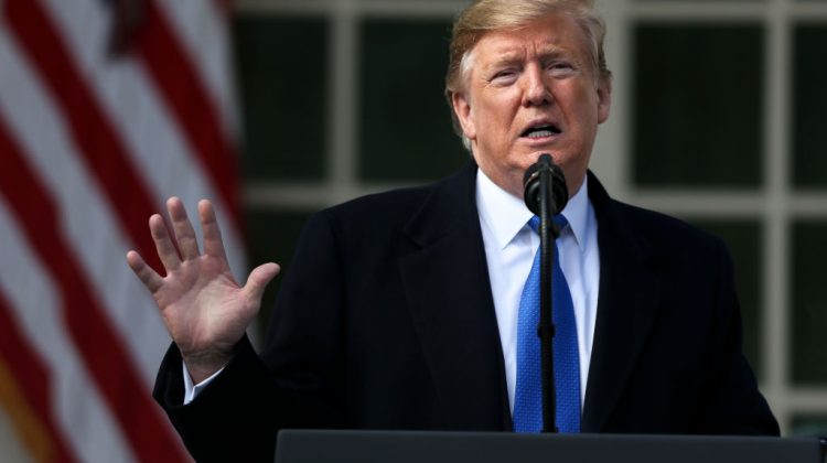 WASHINGTON, DC - FEBRUARY 15: President Donald Trump declares a national emergency at the U.S.- Mexico border during remarks about border security in the Rose Garden of the White House on February 15, 2019 in Washington, DC.

(Photo by Oliver Contreras/For The Washington Post via Getty Images)